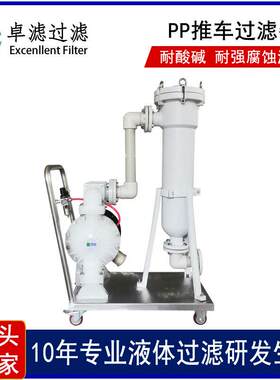 江门硝酸醋酸乳酸耐腐蚀PP推车过滤器盐水海水耐酸碱过滤器