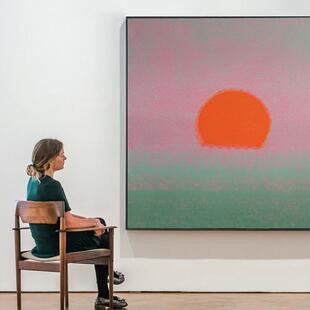 安迪沃霍尔日出日升挂画现代简约客厅大尺寸装饰画大色块暖色壁画