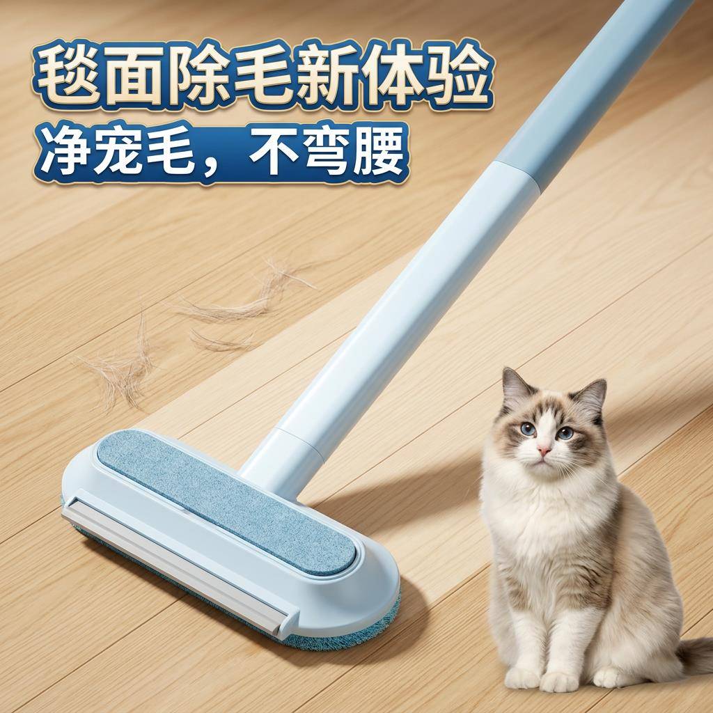地毯清洁神器超强力粘毛器长柄滚床单多功能梳毛器三合一清理猫毛