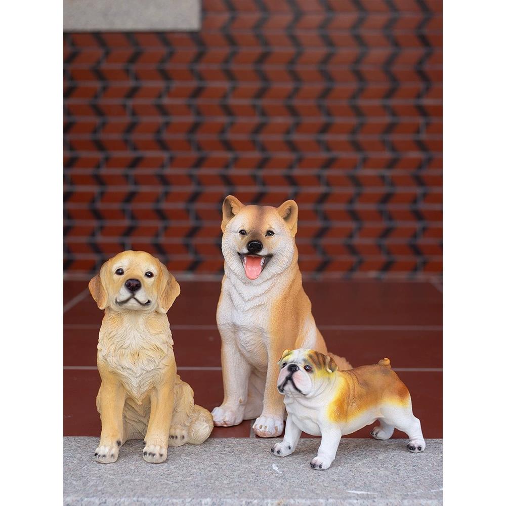 仿真柴犬落地摆件花园庭院装饰动物摆件仿真八哥金毛狗狗模型摆件