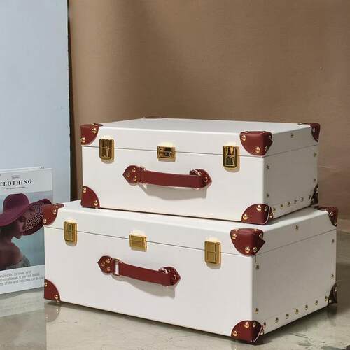 皮质手提箱样板房衣帽间装饰盒展厅售楼创意摆件复古箱摄影道具箱