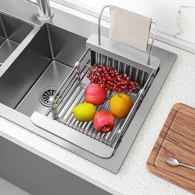 Kitchen Sink Drying Dish Rack Cup Holder Organizer Roll Stai