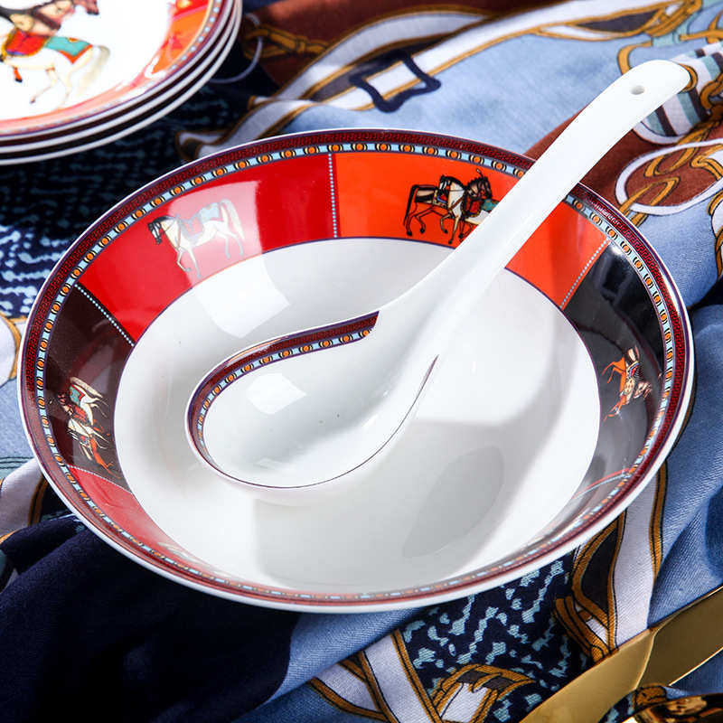 碗碟套装家用轻奢简约欧式景德镇骨瓷餐具陶瓷玩盘子组合乔迁送礼,餐饮具,餐具瓷器套装,淘宝优惠券,粉丝福利购,淘宝优惠卷