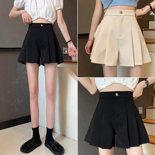 Womens Fashion High Waist Button Zipper Design with Pockets