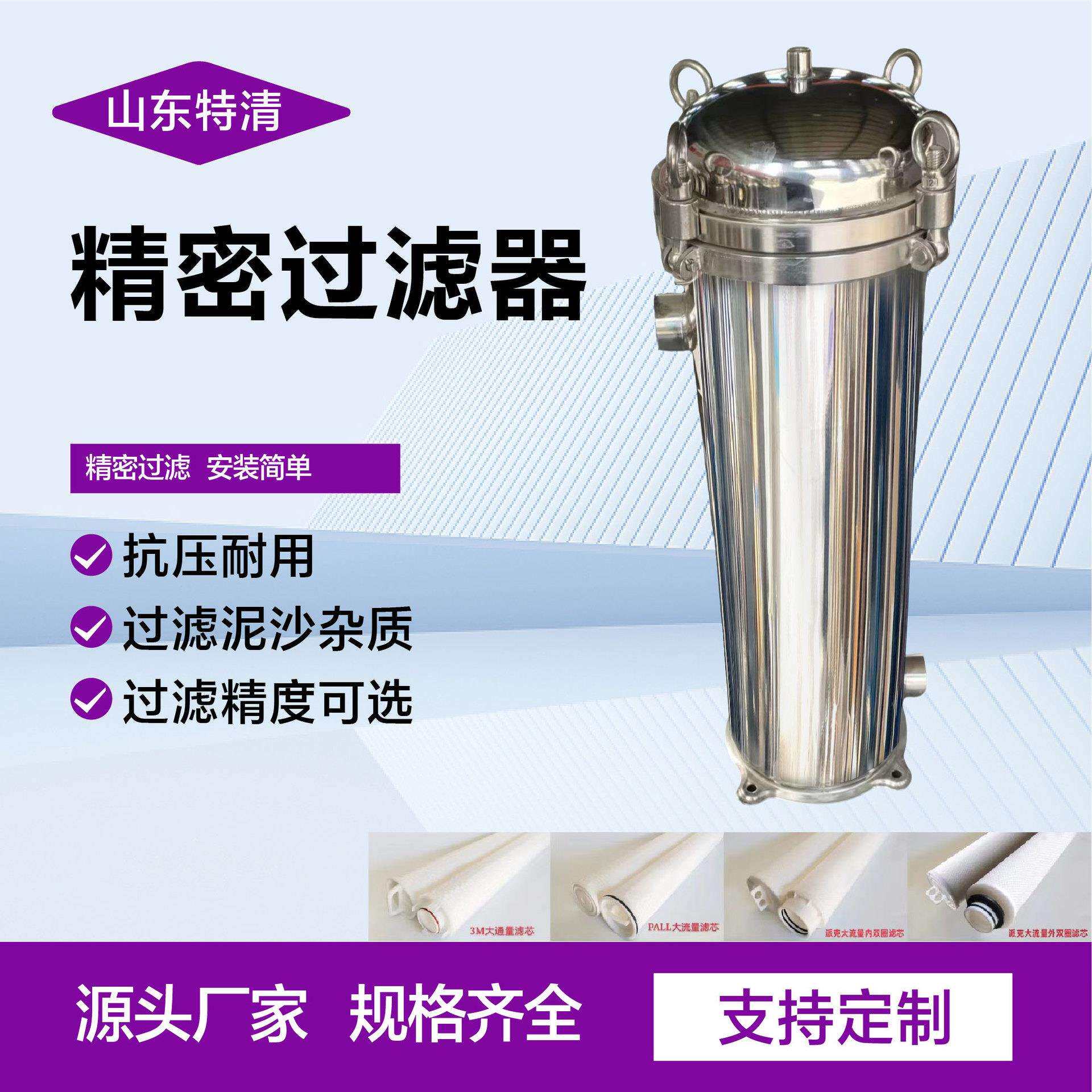 精密过滤器不锈钢水处理前置过滤器地下水快装式法兰式精密过滤器