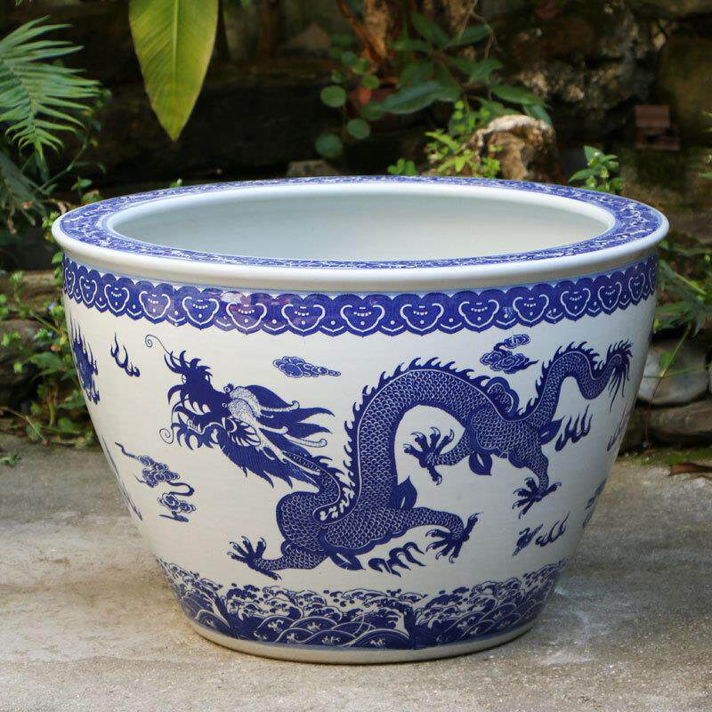陶瓷青花瓷大花盆睡莲碗莲盆养荷花花盆水缸庭院种铁树花缸