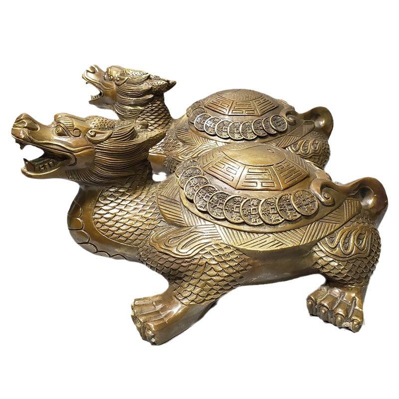 供应纯铜龙龟大中小号金属工艺品灵兽雕塑家居装饰黄铜摆件
