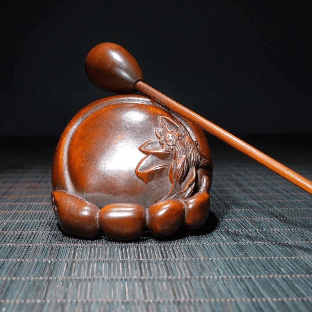 小叶黄杨木古董减压实木小型乐器便携式冥想打击乐器木鱼木雕装饰