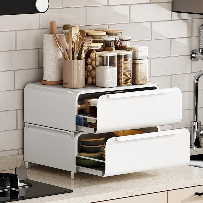 子厨房多功置物架家DJZWJ用叠调能料架台面加收纳架子防尘筷收纳