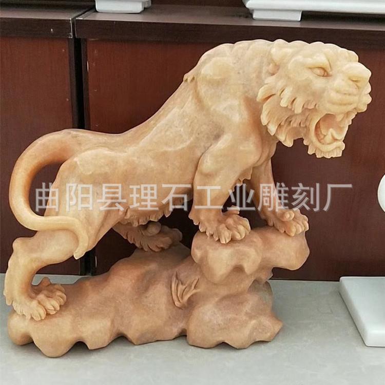 厂家供应大理石石雕老虎 十二生肖雕塑 晚霞红石雕老虎 手工雕刻
