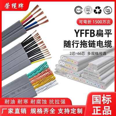 荣缆行车扁平电缆YFFB2-66芯自动门伸缩门电梯线扁线扁平拖炼电缆