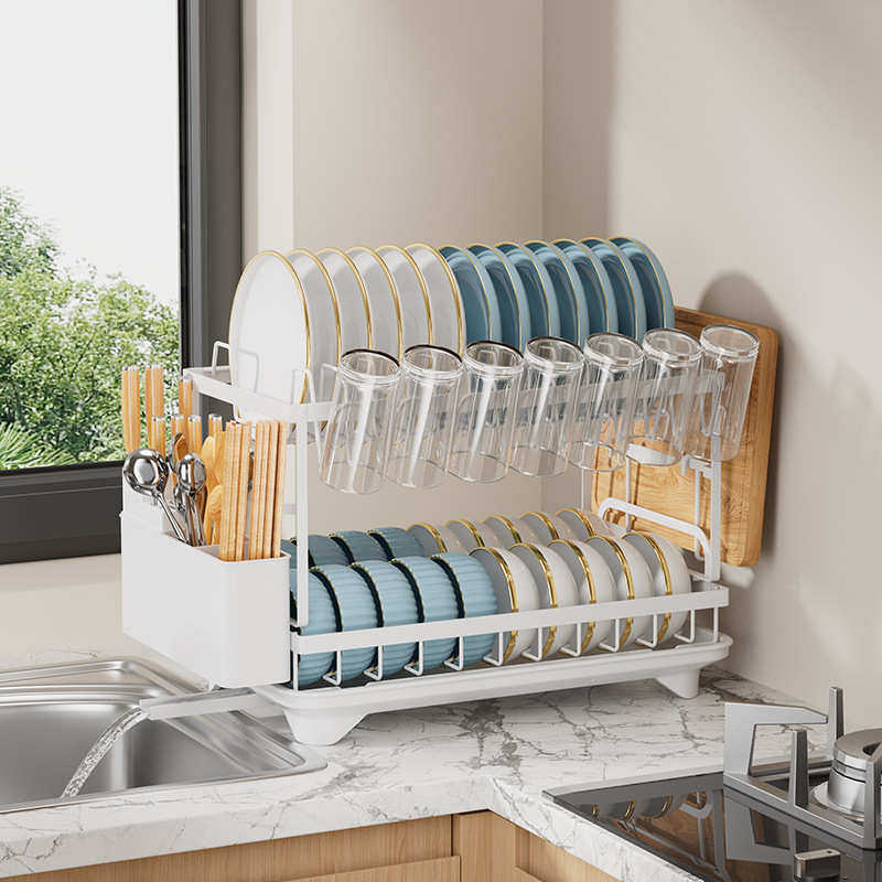 双层厨房置物架 碳钢碗碟盘杯子沥水收纳厨房台面沥水,厨房/烹饪用具,碗架,淘宝优惠券,粉丝福利购,淘宝优惠卷