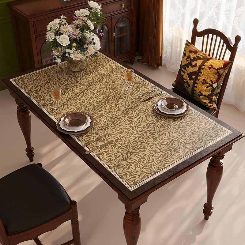 美式田园风餐桌垫防水防油防烫茶几垫家用轻奢高级感复古皮革桌布
