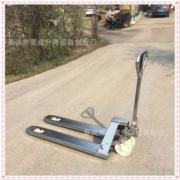 手动不锈钢拖车供应 运输手拖车 防潮型液压地牛 搬运手压拖车