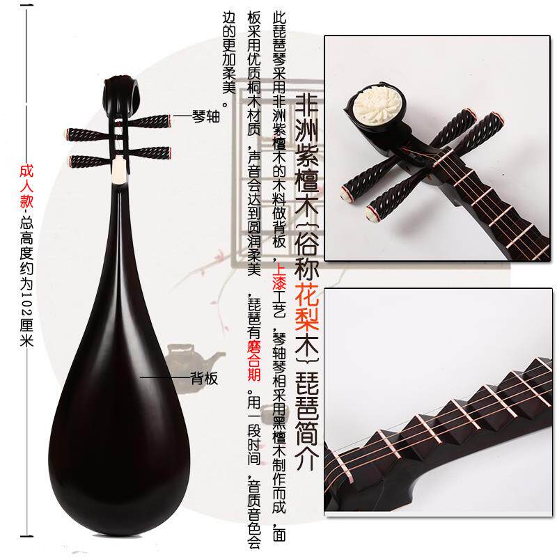 高档专业花梨木成琵人琶童儿青中号年琴喜木乐器初学入门考级厂家