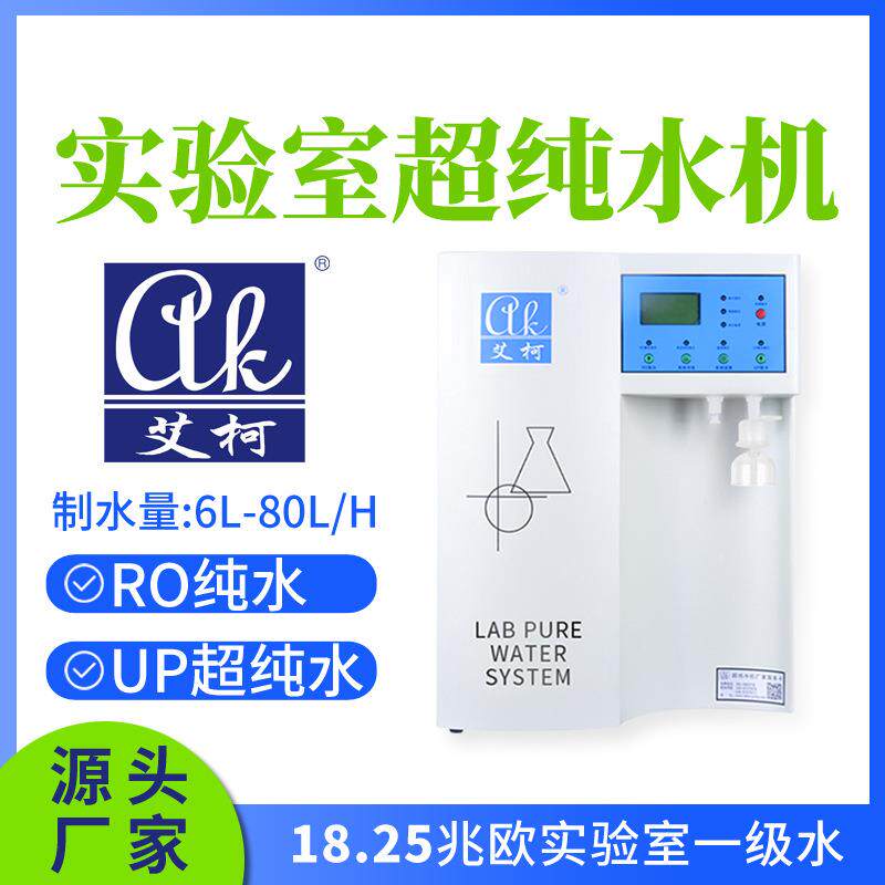艾柯超纯水器6L-80L/H化学实验室用超纯水三级水制取设备