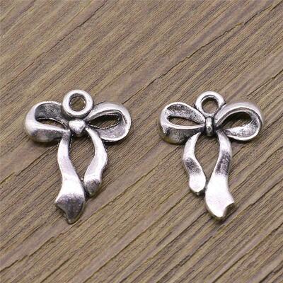 WYSIWYG 10pcs Bow Charms For Jewelry Making 17x22mm Antique