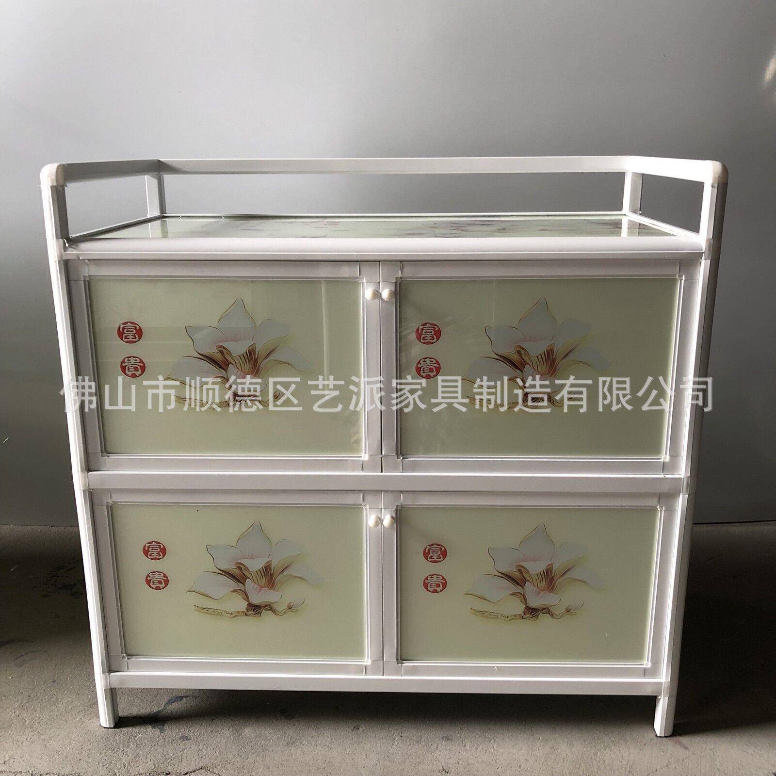 铝合金橱柜出租房简易厨房置物架收纳柜餐边柜茶水碗柜电磁炉柜子