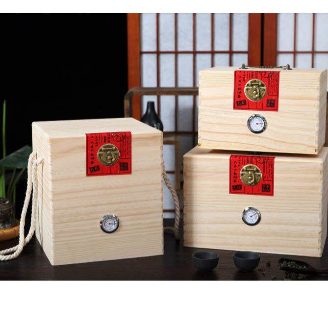 实木盒散茶叶包装收纳箱功夫便携木盒 存储茶箱温度计茶叶包装盒