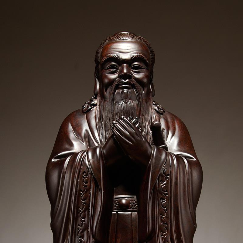 黑檀实木质雕刻孔子雕像摆件孔子佛像家居装饰品孔夫子教师节礼物