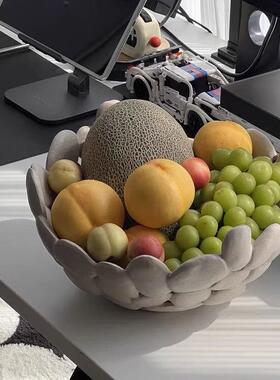 简约复古意鹅石镂空果盘创家UHV居卵客大厅茶几桌面水果收纳篮子