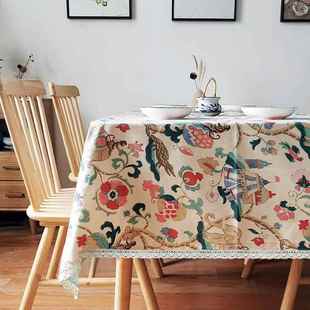 高档东南亚名族风桌棉麻台布茶几布盖布布电视柜长方餐形桌布泰国