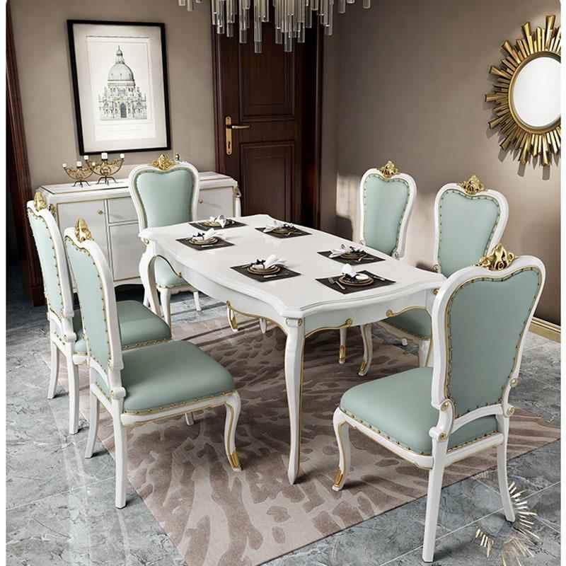 美式餐桌实木饭桌轻奢一桌六椅家用大小户型长方形欧式餐桌椅组合