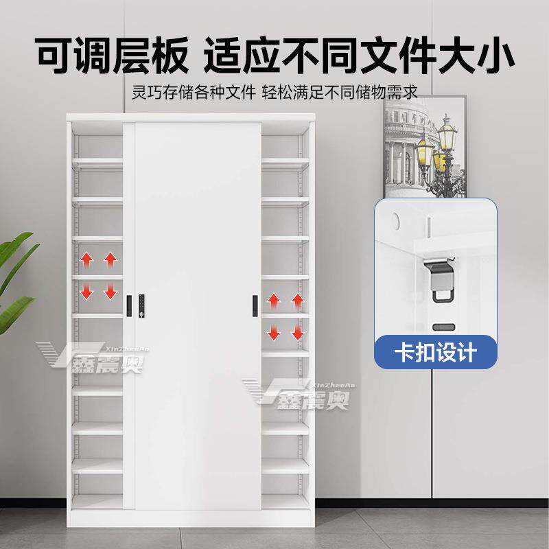 办室公凭柜推LHN拉门铁多层文件柜密证码锁钢制储物柜资料柜皮柜