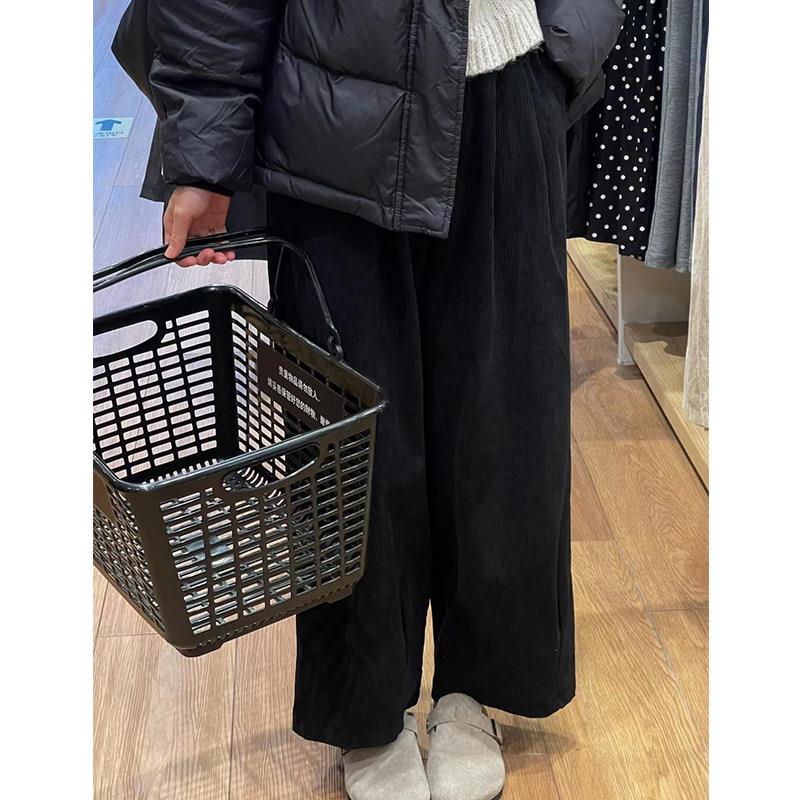 极速大码女装300斤洋气高腰灯芯绒阔腿裤胖mm秋冬季宽松显瘦灯笼