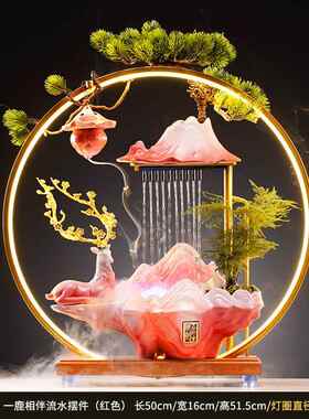 正品陶瓷促财流水饰品厅创假山水公循环入口客办意室开场装饰礼品