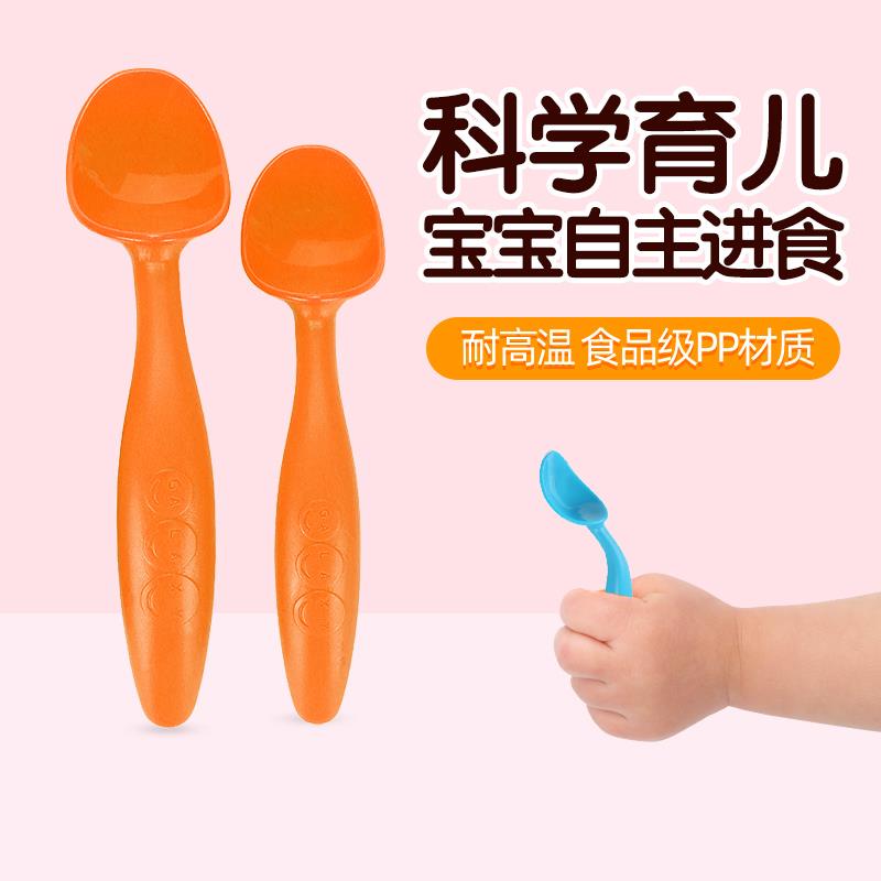Galaxybaby宝宝训练弯头勺子儿童学吃饭辅食餐盘碗勺套装吸盘碗