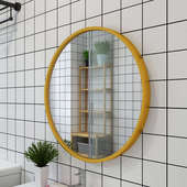 北欧创意金色化妆镜梳妆台圆形镜子卧室镜浴室镜卫生间高清镜子