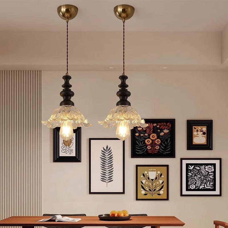 BMF式复古单头吊灯法式中古风美实木阳台玄室关灯卧床吊头吧台餐