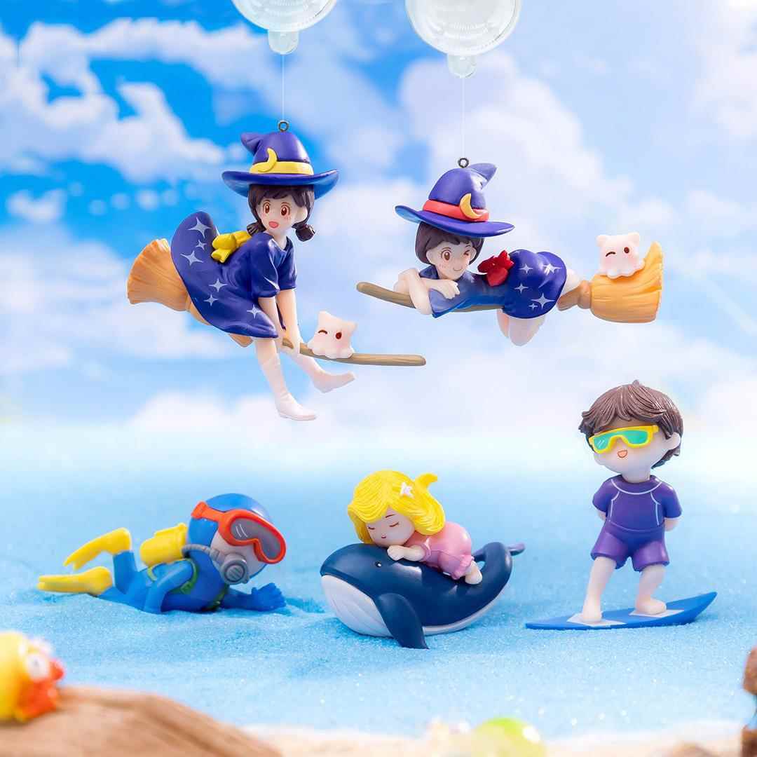 蓝胖子潜水员悬浮骑鲸女孩冲浪水族箱鱼缸造景装饰品摆件沉水漂浮