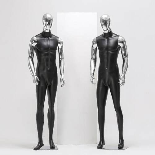 模特道具男黑色全身男装韩版服装店陈列展示道具金色电镀头金手臂