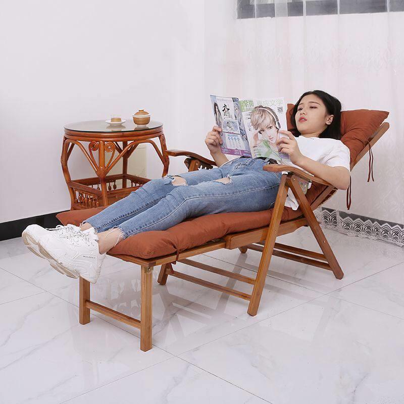 躺椅折叠椅子老人靠背椅家用午睡椅实木加宽加厚阳台摇摇椅送坐垫