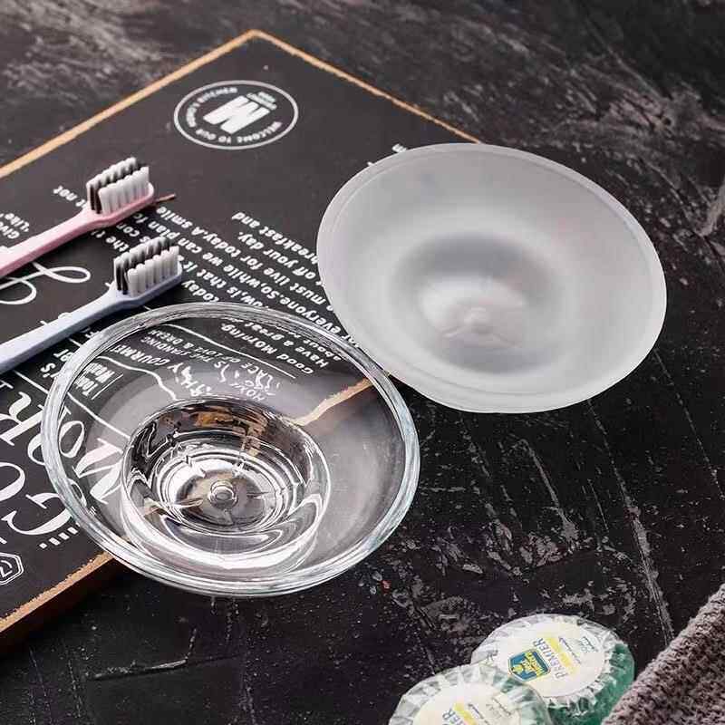 酒店宾馆客房专用透明圆形玻璃小皂碟肥皂碟创意香皂碟水晶肥皂盒