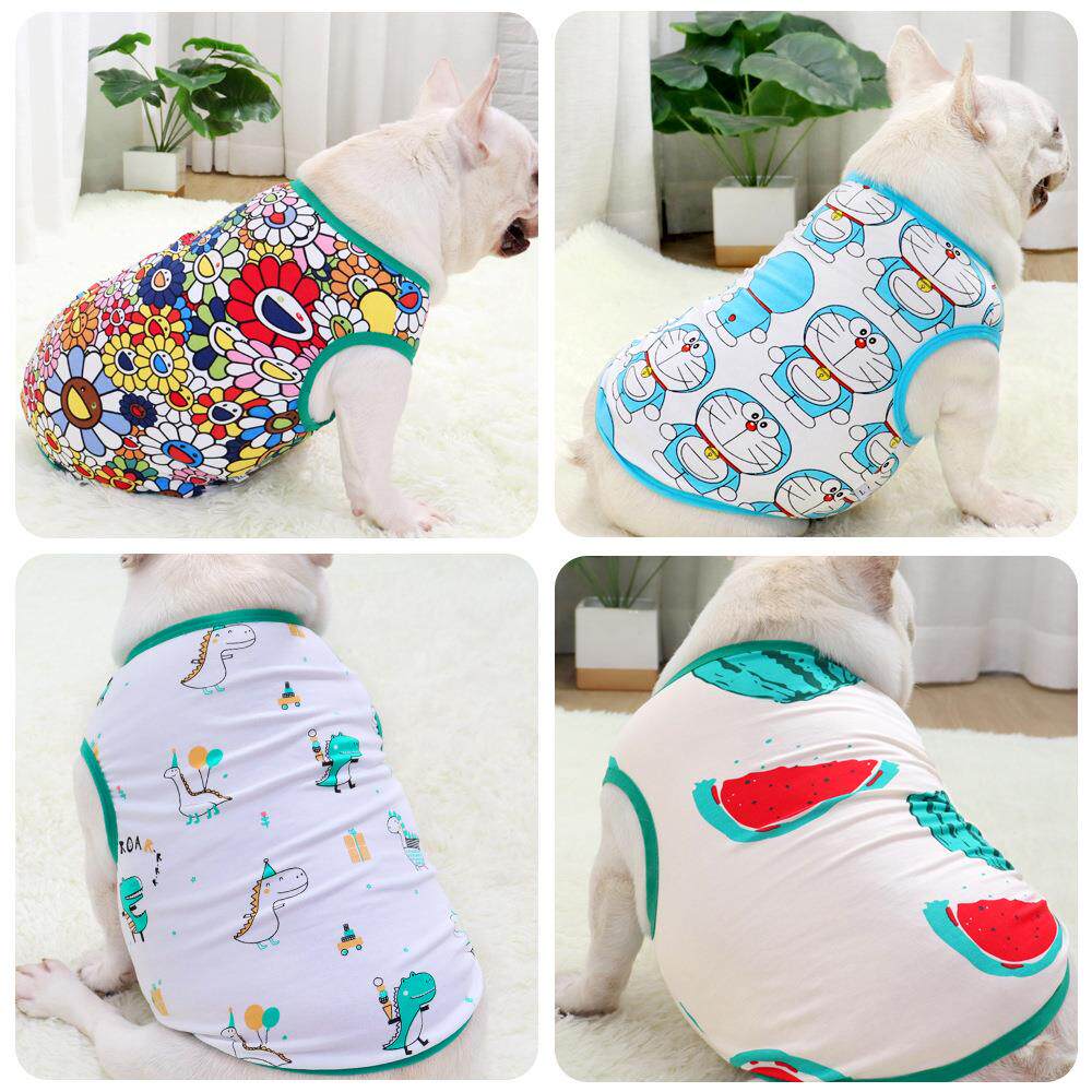 法斗衣服春夏薄款狗背心短体法斗斗牛犬巴哥犬衣服胖狗棉卡通