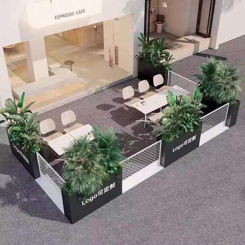 户外不锈钢花箱铁艺围栏商业街广场隔断移动种植花槽街道外摆花坛