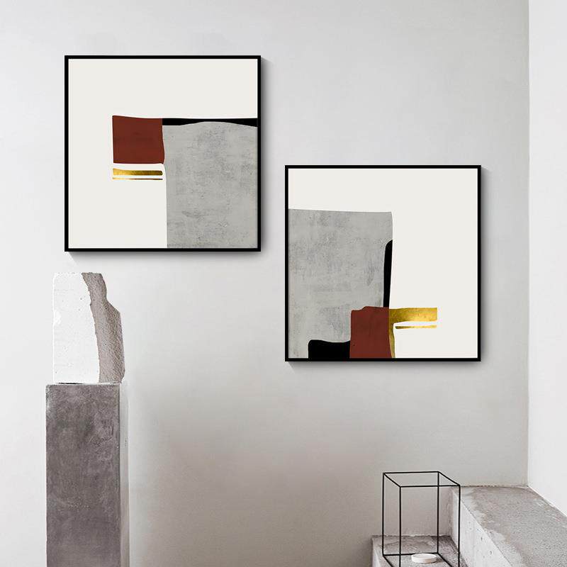 现代简约客厅装饰画阡陌抽象轻奢餐厅挂画大气极简正方形玄关壁画