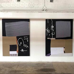 简静 后现代抽象肌理画客厅简约艺术客厅手绘油画沙发黑白风挂画