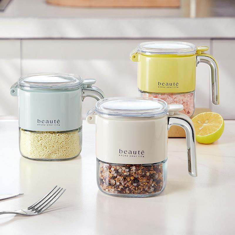 开盖调料盒厨房家用盐罐调料罐密封防潮收纳盒油壶玻璃调味瓶罐子