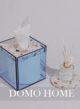 现代约彩水磨石面抽纸盒样桌016888板间摆件色家用茶几透明纸巾盒