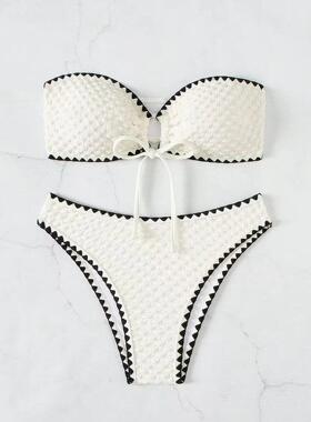 Swimwear White 2 Piece Strapless Swimsuit for Women Sexy Ban