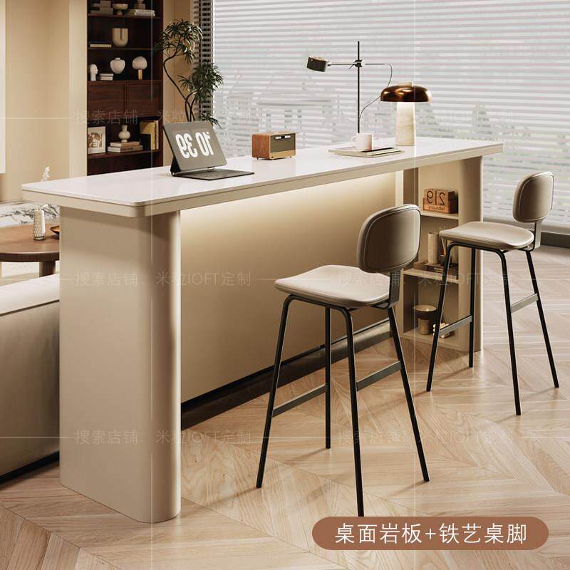 客厅沙发后吧台桌长条桌小户型靠墙隔断岩板岛台餐吧咖啡桌可定制