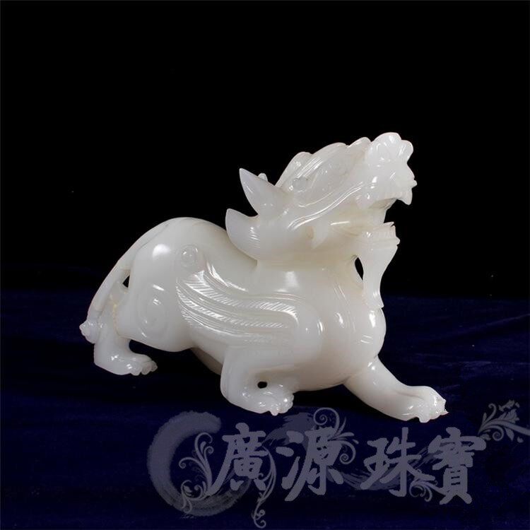 厂家天然阿富汗白玉麒麟摆件家居饰品客厅石玉器摆设直播货源
