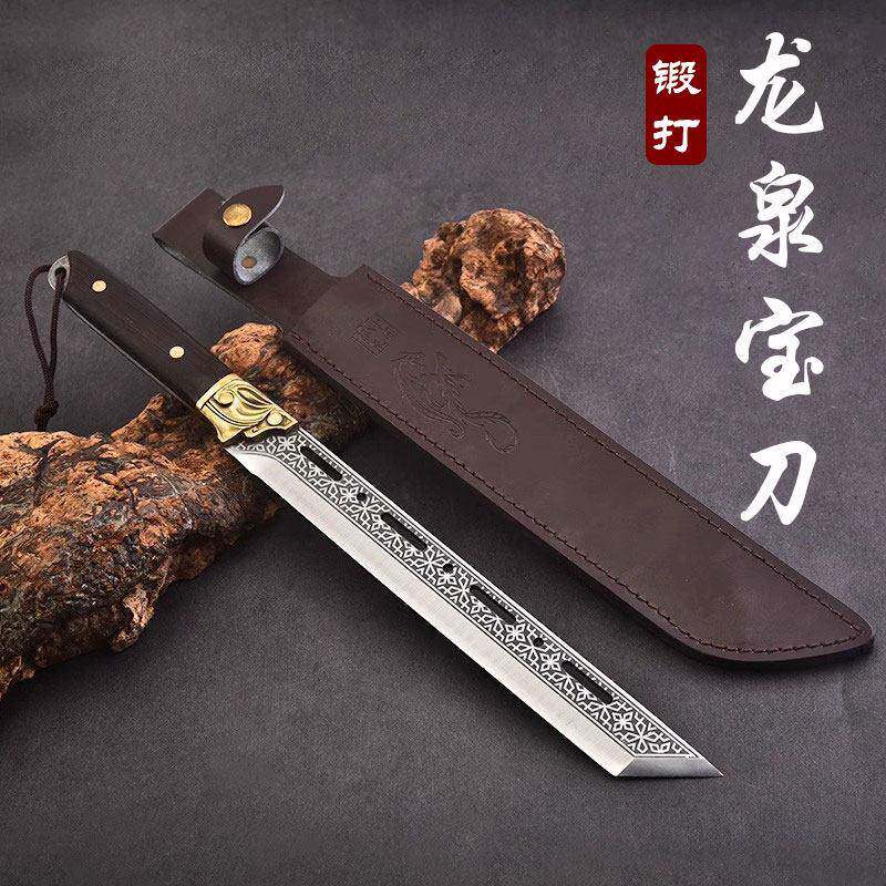 龙泉锻打斩切砍骨刀户外露营生存砍柴刀防身军工冷兵器高锰钢开