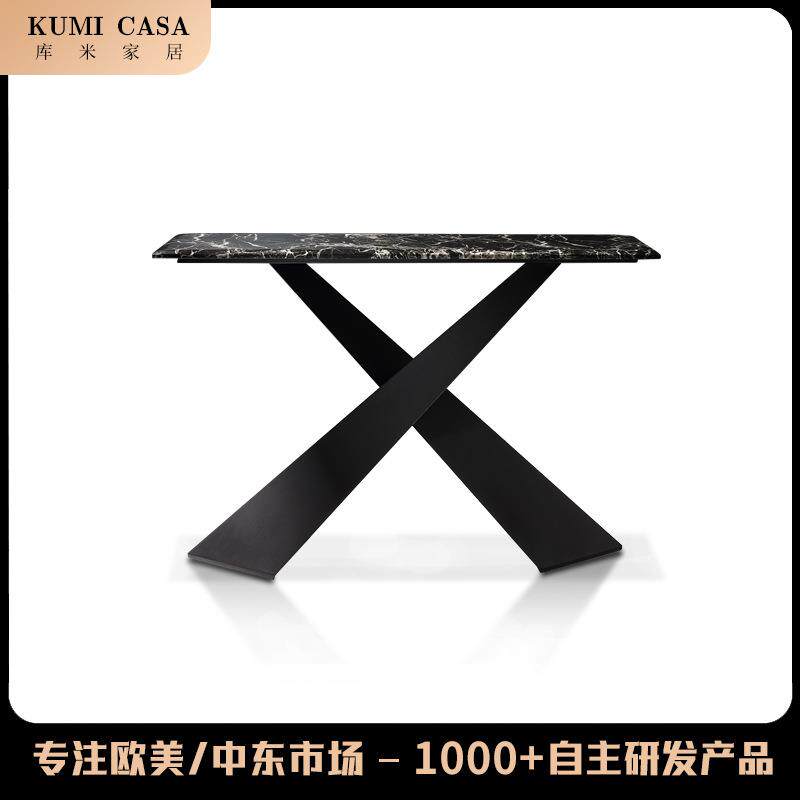意式玄关台轻奢风现代玄关柜门厅入户不锈钢玄关桌设计师靠墙案几
