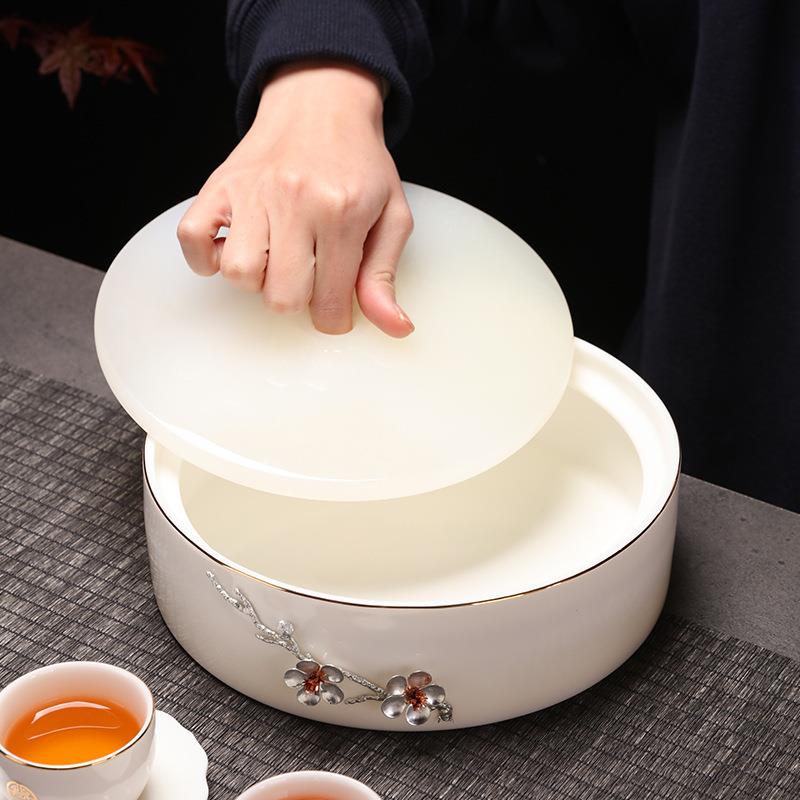 2021羊脂玉茶具套装陶瓷玉瓷干泡盘玉瓷茶盘干湿两用简单美观logo