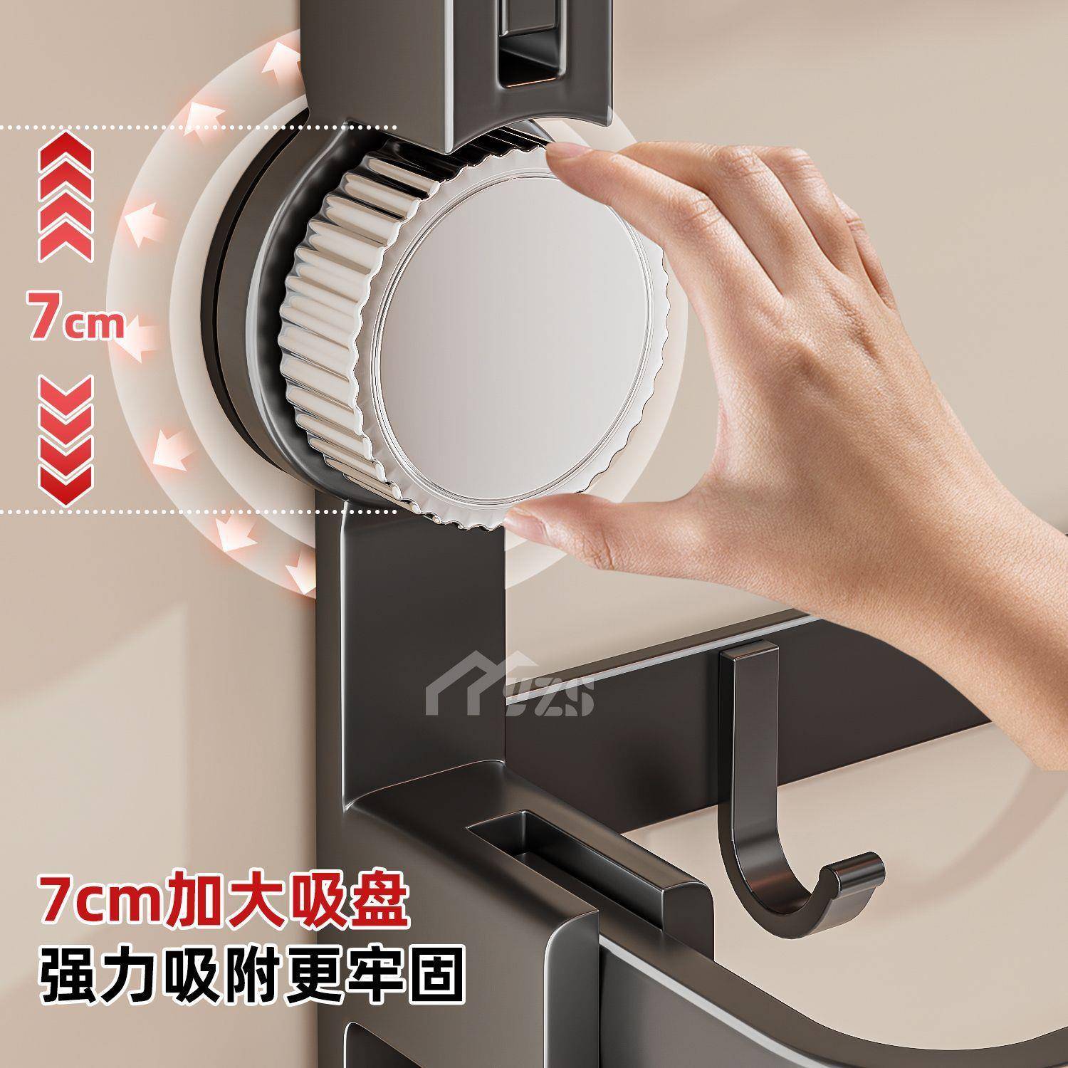 吸盘毛巾架卫生间置物架浴室免打孔一体挂杆厕所收纳套件浴巾架子